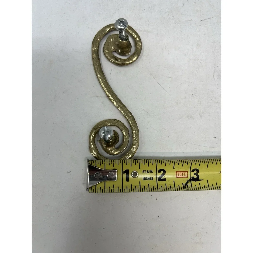 Brass Spiral Scroll‎ Cabinet Knobs Pulls Handles Hardware Brutalist Set of 11